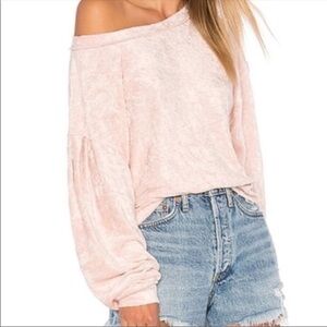 Free People Milan Blush Pink Velvet Top. Large
